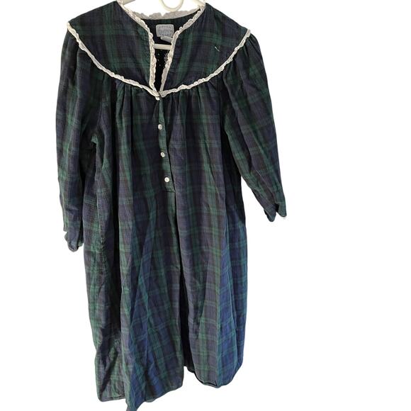 Lanz of Salzburg Womens M Black Watch Flannel Nightgown Cottagecore Winter - Picture 1 of 9